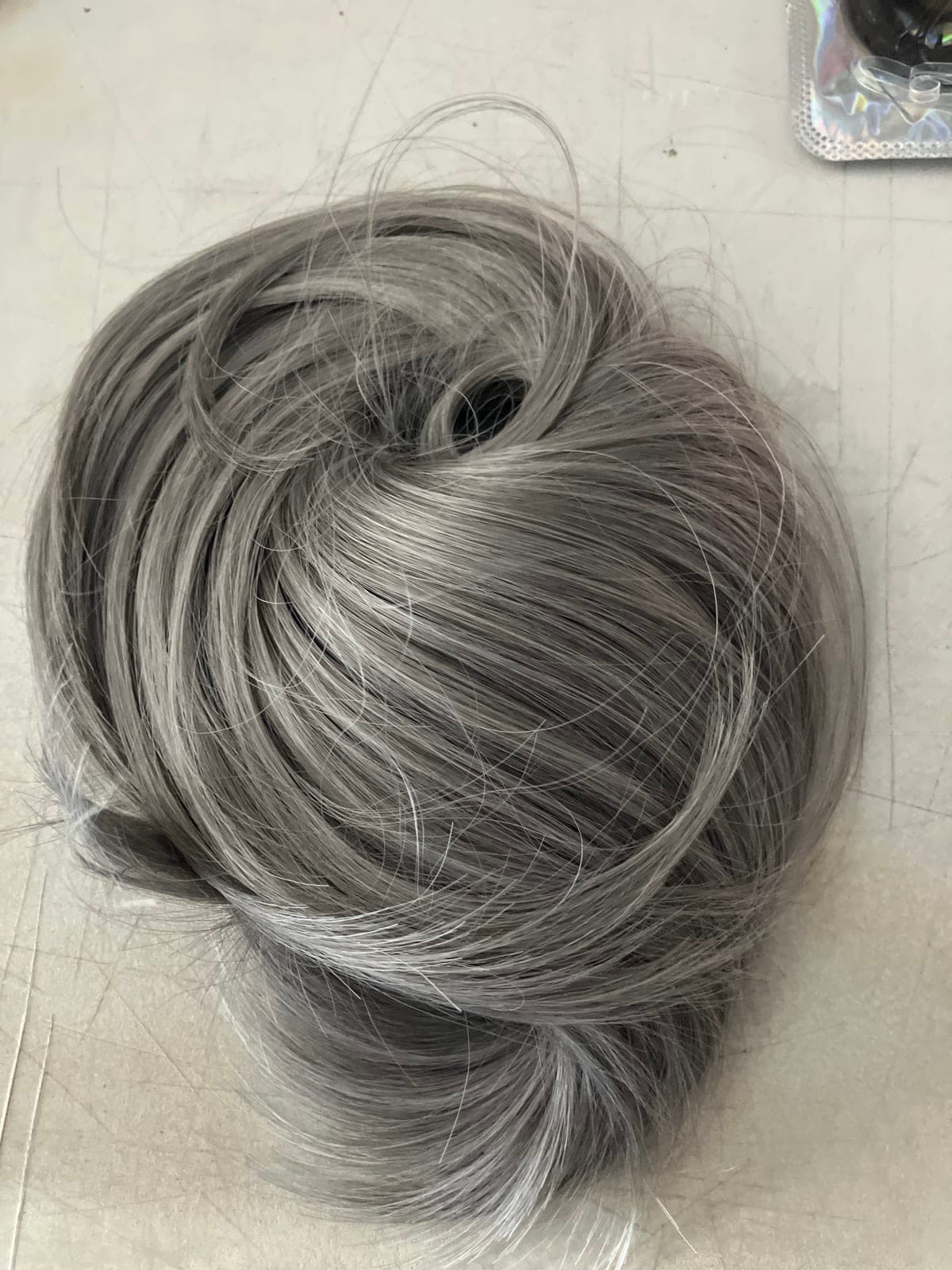 Stylish Grey Synthetic Hair messy bun Extensions