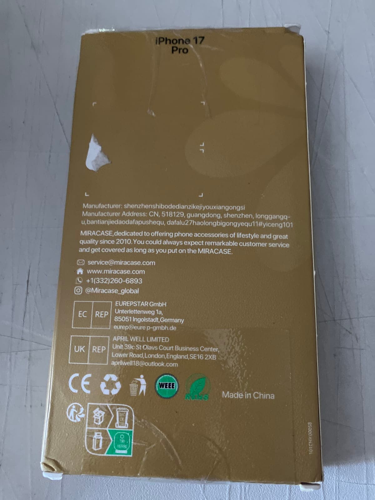 Miracase iPhone 17 Pro Case - Gold