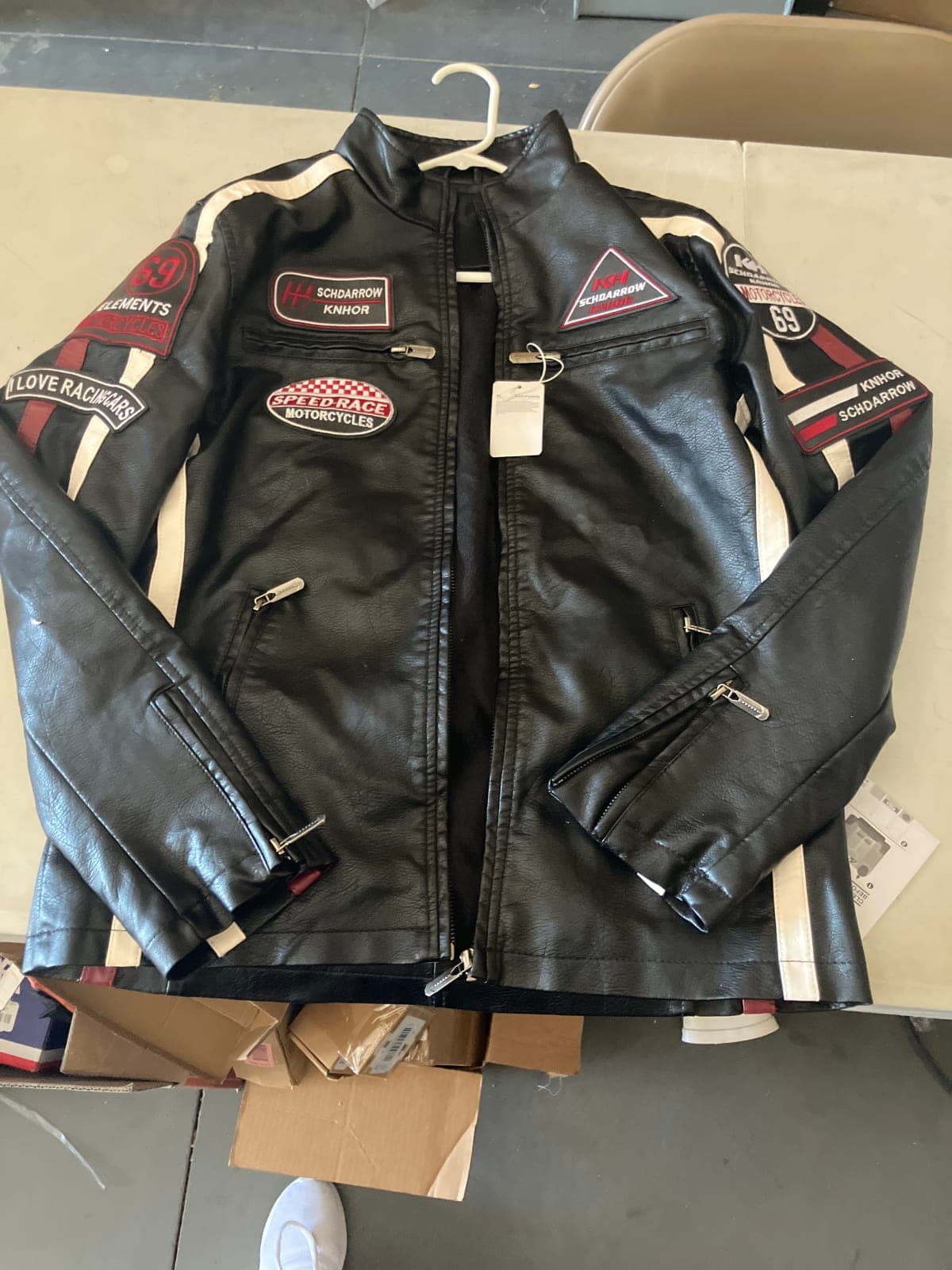 Scharrow Leather Motorcycle Jacket with Patches
