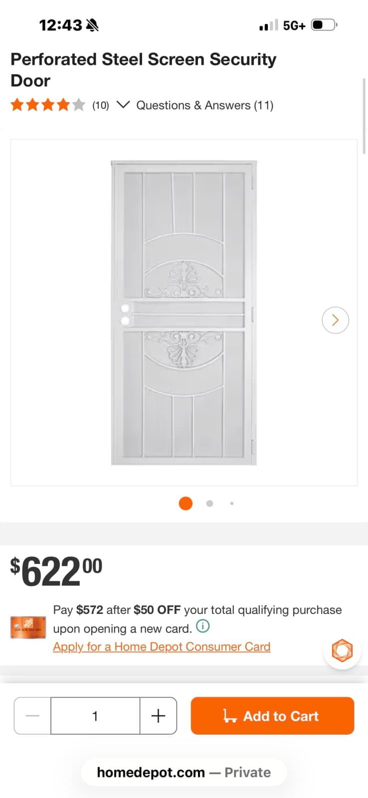 Brilliance 36 in. x 80 in. White Gloss Perforated Steel Security Door