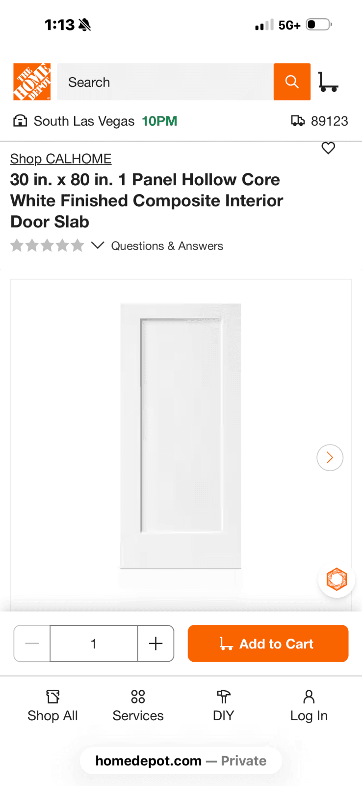 CALHOME 30 in. x 80 in. Hollow Core White Composite Interior Door Slab