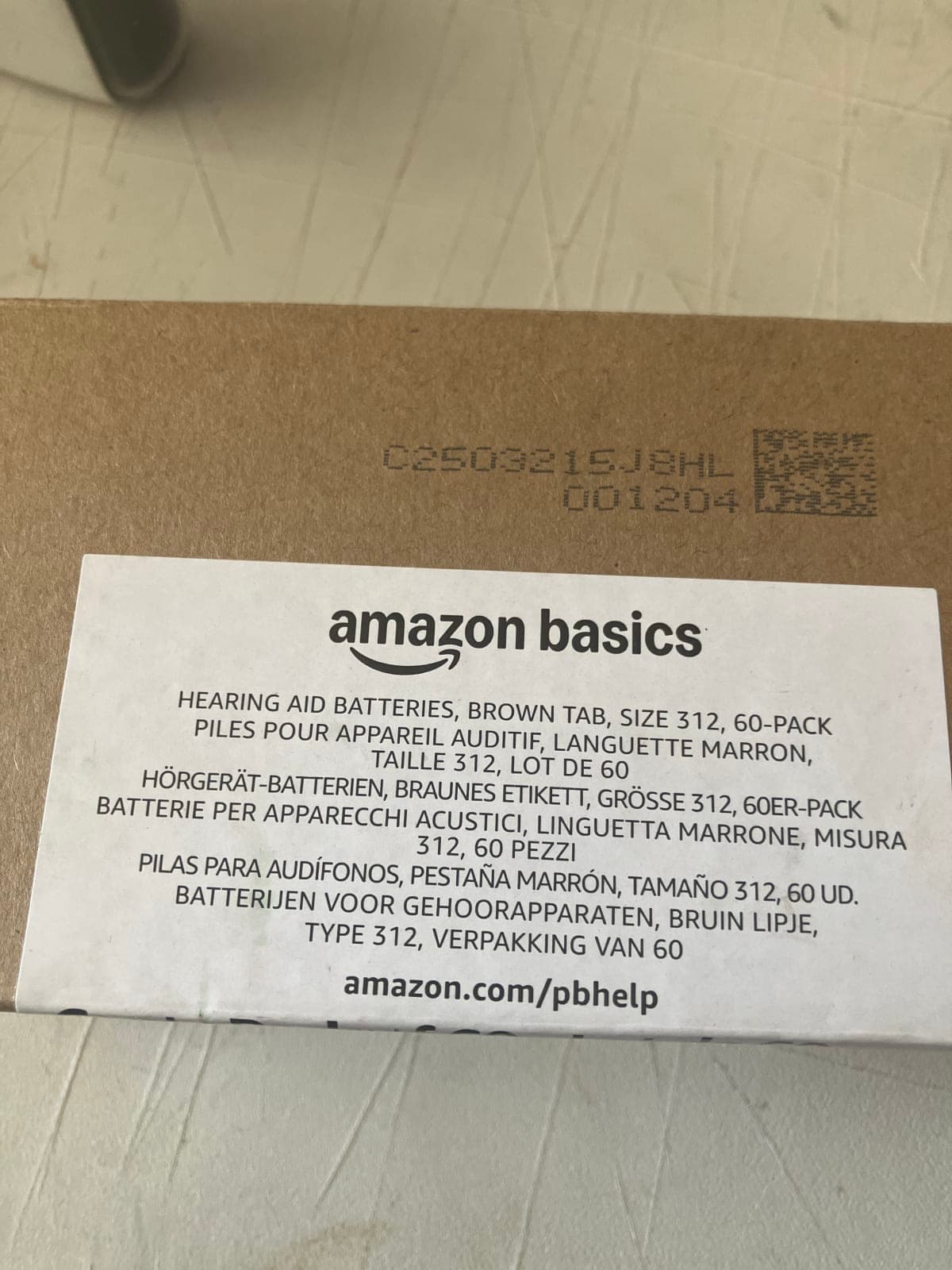 Amazon Basics Hearing Aid Batteries, Size 312, 60-Pack